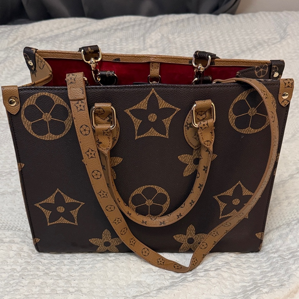 Brown and Tan Designer Inspired Tote Bag